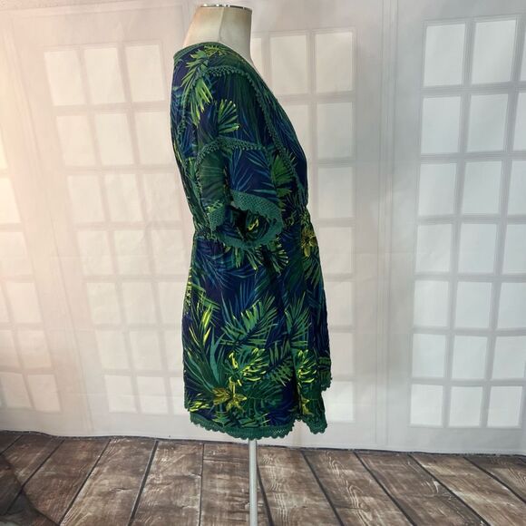 🔥🔥5 for $25🔥🔥 America & Beyond Green Tropical Surplice Mini Swim Suit Cover Up - Picture 7 of 13